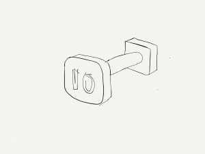 An artist's simple sketch of a heavy looking square barbell